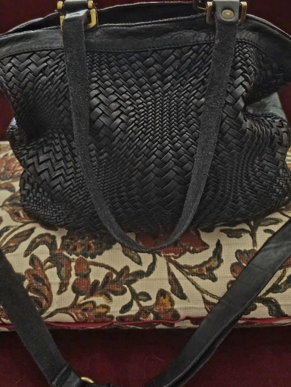 Campomaggi Woven Shoulder/crossbody Bag Black Italian Leather Black W/ Dustbag